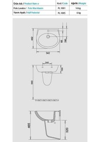 Resim Turavit Polo Yarım Ayak Lavabo 45 x 55 