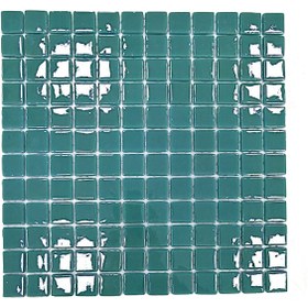 Resim MozaiKristaL Tüm yüzeyler için 25x25mm. Parlak Safir Turkuaz, 31,5x31,5cm. Fileli Cam Mozaik. 