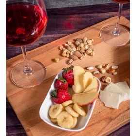 Resim BK Kişiye Özel 2’li Şarap Kadehi ve Doğal Masif Ahşap Servis ve Sunum Tepsisi 