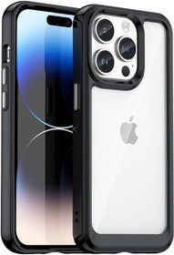 Resim 360° Koruma Serisi iPhone 14 için Koruyucu Kılıf, Şeffaf Arka Panel ve Siyah Çerçeve ile Tam Koruma Sağlayan Premium Telefon Kılıfı 