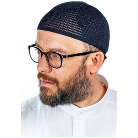 Resim Lüks Çelik Örme Namaz Takkesi Lacivert 1 Adet 