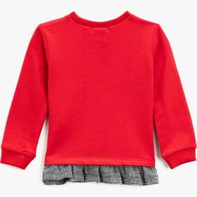 Resim Kız Bebek Baskılı Sweatshirt Bisiklet Yaka Fırfır Detaylı 