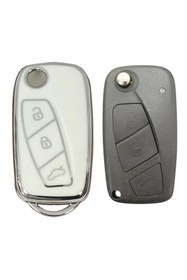 Resim babikamium Fiat Linea, Ducato, Boxer, Jumper Sıstalı Beyaz-gümüş Oto Anahtar Kumanda Kabı Kılıfı Oto Anahtarlık 