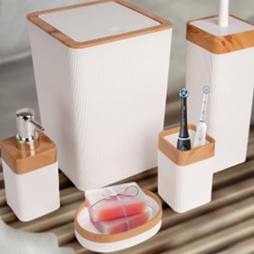 Resim Genel Markalar Plastik 5 Parça Krom Kaplama Kare Banyo Seti Beyaz 5 Parça 