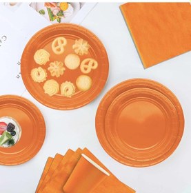 Resim Pastel Turuncu Parti Tabak 8 Li 23 Cm Tek Kullanımlık Sunum Tabağı 