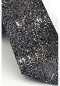 Resim Gaffy Gri Desenli Füme Dokuma Kumaş Mendilli Slim Fit Kravat // Sdk-2613-3 Gri 