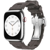 Resim Apple Watch 7 41mm Uyumlu Kordon Silikon Sportif Görünümlü Yumaşak Esnek KRD-94 Kayış Haki 