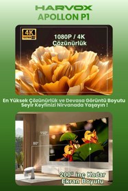 Resim Genel Markalar P1 Taşınabilir Powerbankli 4K Destekli 1080P Android Sistemli Sinema Projeksiyon Cihazı 