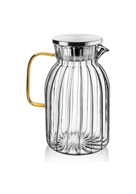 Resim Borosilikat Cam Bambu Kapaklı Lüks Sürahi srh51 1500ml Sarı sap 