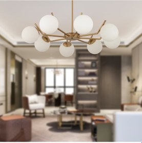 Resim Sara 8Li Eskitme Boyalı Beyaz Camlı Modern Genç Odası Yemek Masası Üstü Salon Avize 