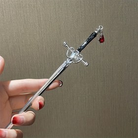 Resim Vintage Bohem Tarzı Metal Saç Tokası, Kadınlar için Bıçak Şeklinde Chignon Çubuğu - Alaşım, Renk Blok Tasarımı 