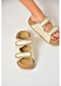 Resim Fox Shoess811546209 Bej Kalın Tabanlı Kadın Terlik Bej 