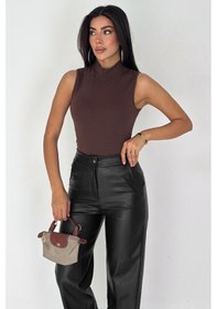 Resim Noa & Noa Kadın Kolsuz Boğazlı Basic Body Sleek Core Kahverengi 