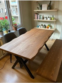 Resim Deryawood Doğal Ahşap Yemek Masası-70x180 