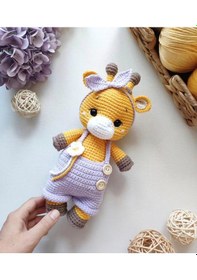 Resim Amigurumi Sevimli Zürafa El Yapımı Oyuncak- Lila 