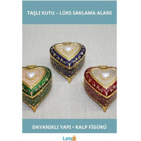 Resim Swarovski Taşlı Kalp Şeklinde Süslemeli Lüks Kutu 1 Adet 