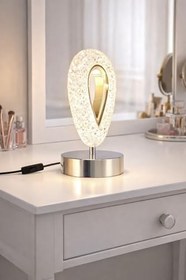 Resim Arel Modern Krom Masa Lambası Enerji Tasarruflu Dekoratif Led Abajur(Gün Işığı) Yatak Odası Çalışma Odası 