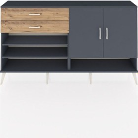 Resim Arges Konsol 4 Raflı 2 Çekmeceli 2 Kapaklı 176x30x99 Antrasit-ant Antrasit-antrasit/çam 