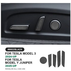 Resim Honeybeeshop For Tesla Model 3 2024 2025 Kürk Koltuk Ayar Düğmesi Stickerı Büyük Kırmızı Yama 5 Adet Araba İç Aksesuar Dekorasyon 