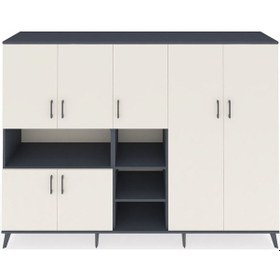 Resim Hyperion Dolap 13 Raflı 7 Kapaklı 220x44x163 Antrasit-aytaşı/antr Antrasit-aytaşı/antrasit 