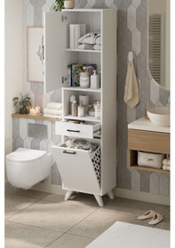 Resim Bofigo Çok Amaçlı Dolap Banyo Dolabı Kirli Çamaşır Sepeti Dolabı Şelale Beyaz 