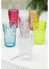 Resim Akrilik Renkli 6'lı Uzun Bardak & Su Meşrubat Bardağı 750 Ml Boy & Cam Değildir 