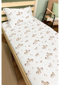 Resim Organik Tek Kişilik Lastikli Çarşaf Seti - Minik Tay Renkli 