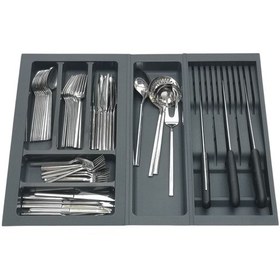 Resim Mutfak, Modüler Bıçaklıklı Kaşıklık Seti, Antrasit, 64 x 48 cm (Enden-Boydan 3,5 cm Kesilebilir) 