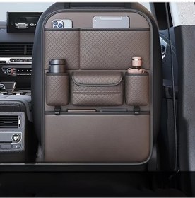Resim Chuangyinshop Universal Car Storage Bag Coffee Color Dayanıklı Yapay Deri Koltuk Arkası Organizer 