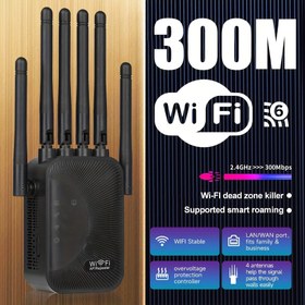 Resim 2.4G WiFi Sinyal Güçlendirici - Yüksek Hızlı Kapsama Alanı, MIF1-6 Destekleyen, 6 Antenli, Evler ve Kafeler İçin İdeal 
