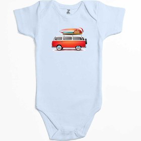 Resim Volkswagen Karavan Holiday Renkli Bebek Body Zıbın - 9-12 Ay / Mavi 