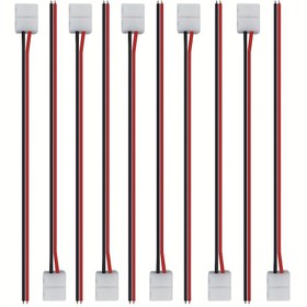 Resim 10 adet 2-Pin LED Şerit Bağlantı Elemanları Kırmızı Tel ile - Sızdırmaz, Basınçlı Tasarım 8mm Genişlikte 3528/2835 Esnek LED Işık Şeritleri için - Ev, Araba ve Moda Aydınlatma Aksesuarları için İdeal, LED Şerit Aksesuarları | Şık Bağlantı Elemanları | Plastik Bağlantı Elemanları 