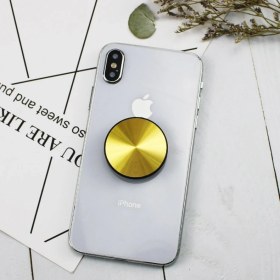 Resim GongtuShop Altın Tarzı Katlanır 1 Adet Metal Plaka Yuvarlak Cep Cep Telefonu Katlanır Streç Braket Telefon Tutucu Desteği (Yurt Dışından) 