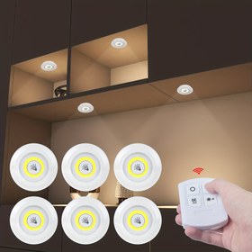 Resim 6'lı/3'lü/2'li Kablosuz LED Dolap Alt Işığı Uzaktan Kumandalı - Gardırop ve Mutfak için İdeal COB Gece Aydınlatmaları ile Alanınızı Aydınlatın 