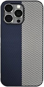 Resim Coverzone iPhone 14 ile uyumlu Kılıf Karbon Fiber Desenli Double Color 2mm Kamera Koruma Çıkıntılı ENIGMA iPhone 14 için Kılıf Blue White 