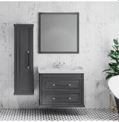 Resim Denko Albatros 80 Cm Mdf Gri Banyo Dolabı Takımı + Boy Dolabı Gri 