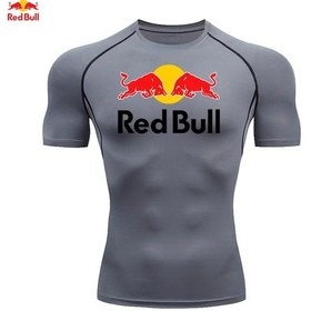 Resim Red Bull Erkekler Kısa Kollu Sıkıştırma Spor Tişört Koşu Rashguard Jiu Jitsu Üstlerifildişi Fildişi 