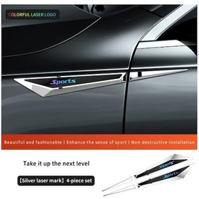 Resim Meridiangoods Evrensel Spoiler Çıkartmalı 2'li Takım Paslanmaz Çelik Sports Çizgi Ekipmanı 