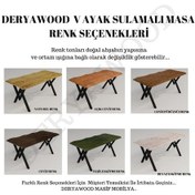 Resim Masif Ahşap Laurus Sulamalı Mutfak Masası Beyaz Ayak 70 x 140 x 76cm 