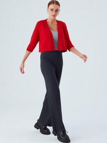Resim Peraluna Reglan Kollu Kaşmir Karışım Kısa Kadın Triko Bolero - Kırmızı 