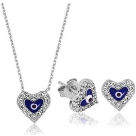 Resim Gümüş Nazarlı Kalp Set (551167098) 