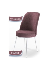 Resim Canisa Concept Dexa Serisi, Üst Kalite Yemek Odası Sandalyesi, Metal Beyaz Iskeletli, 8 Adet Gülkurusu Gül Kurusu, Metal 