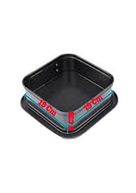 Resim Kelepçeli Pasta Ve Kek Kalıbı Altı Çıkabilen Kare 19x19x8 Cm Siyah 