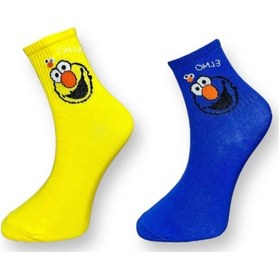 Resim 2'li Unısex Sevimli Karakter Tasarımlı Esnek Nem Alabilen Pamuklu Spor Soket Çoraplar Çok Renkli 