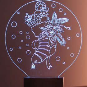 Resim Yılbaşı Çorabı Figürlü Dekoratif Hediye Led Masa Lambası | BYLAMP 