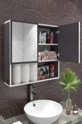 Resim Kenzlife Banyo Ecza Dolabı Aynalı Çehov Gri 060*060*17 Çamaşır Mutfak Ofis Kitaplık 