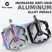 Resim 2 adet WEST BIKING Alüminyum Alaşımlı Pedallar, Kaymaz MTB Bisiklet Pedalları, Yol ve Dağ Bisikletleri için Çıkarılabilir, Dayanıklı ve Su Geçirmez, Karışık Renk 