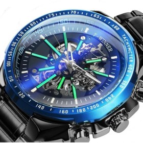 Resim Hanyang Sıyah Mavı Sıyah Kazanan Resmi Otomatik Mekanik Altın Izle Erkekler Büyük Durumda Lüks Moda Aydınlık Askeri Iş Mavi Su Geçirmez (Yurt Dışından) 