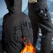 Resim 2 Parça Erkek Taktik İş Ceketi ve Yalıtımlı Düz Paça İş Pantolonu Seti, Rüzgar Geçirmez, Aşınmaya Dayanıklı, Dağcılık, Kamp, Beyzbol, Avcılık, Balıkçılık ve Bisiklet için Uygun. Erkek Kışlık Yalıtımlı Outdoor Aktivite Seti 