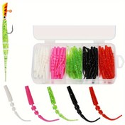 Resim 50 adet Buz Balıkçılığı Yumuşak Plastik Yapay Yem - 6 Renk (Yeşil, Pembe, Siyah, Kırmızı, Karanlıkta Parlayan) Glitter & Boncuklu, Tatlı ve Tuzlu Su Balıkçılığında Dayanıklı Esnek Yemler, Saklama Kabı Dahil, Balık Şekilli Yemler, Yüksek Kaliteli Yem, Spor Balıkçılar İçin 